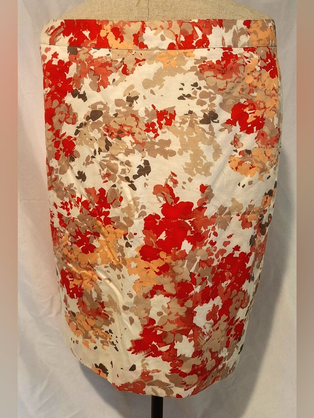 Van Heusen Floral Orange and Cream Pencil Skirt